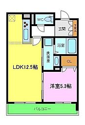 シャーメゾン　アラ　ブランコ 3階1LDKの間取り