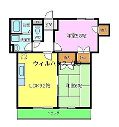サニーシェソワ 2LDKの間取図画像