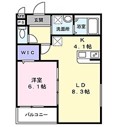 グランメゾンゆずり葉1番館 1階1LDKの間取り
