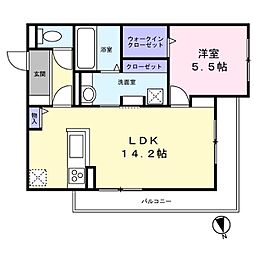 パサログランデ賑町 2階1LDKの間取り