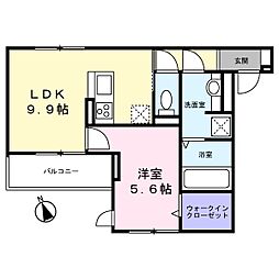 パサログランデ鳳中町 3階1LDKの間取り