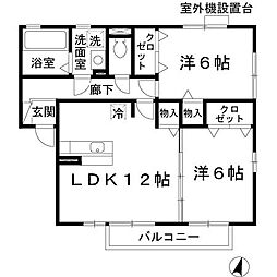 リビングタウン狭山池公園　Ａ棟 2階2LDKの間取り