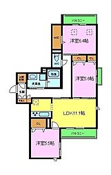 シャーメゾンモーヒロ 2階3LDKの間取り