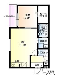フジパレス百舌鳥駅南5番館 2階1LDKの間取り