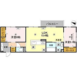 クレマチス 1階2LDKの間取り