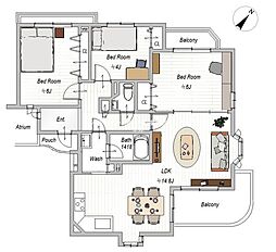 ファミーユ御影いずみ 3LDKの間取図画像