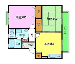 セジュール五番館 2LDKの間取図画像
