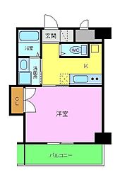 エムス金剛2 2階1Kの間取り