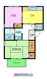 サンフル狭山2棟 2DKの間取図画像