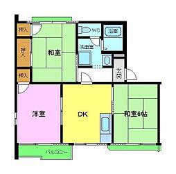 中嶋ハイツ 2階3DKの間取り