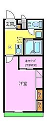 レオパレスリゲル 1階1Kの間取り