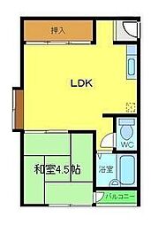 ラフィーネ2号館 3階1LDKの間取り