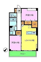 Ｎ．ＭＡＩＳＯＮ 1階2LDKの間取り