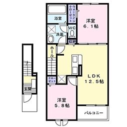 エヌ　プラス 2階2LDKの間取り