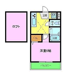 須賀ＯＫＩハウス 3階1Kの間取り