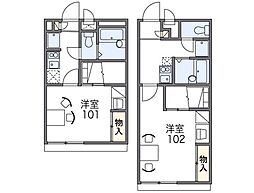 レオパレス大野芝1 1Kの間取図画像