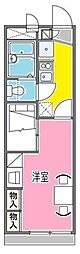 レオパレスクロスウイング 1Kの間取図画像