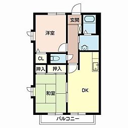 グレイスコートA 2DKの間取図画像