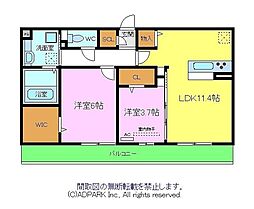エスペランジュ 2LDKの間取図画像