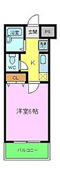 パークサイドハイツ 1Kの間取図画像
