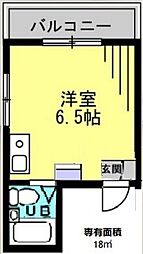 喜志マンション ワンルームの間取図画像
