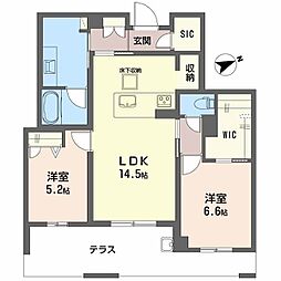 アルテーヌ浜寺元町 B棟 2LDKの間取図画像