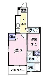 プチフローラ北野田3 2Kの間取図画像
