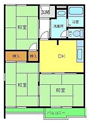 スカイコーポB棟 3DKの間取図画像