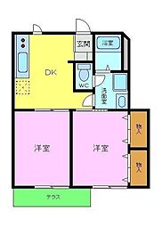 クレセント 2DKの間取図画像