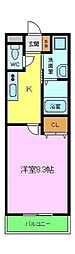 ラ・メール富田林本町B 1Kの間取図画像