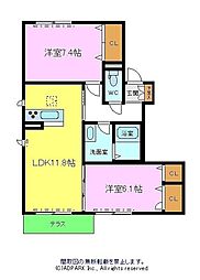 シャーメゾンプラム 2LDKの間取図画像