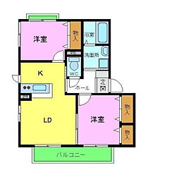 エスペランサ初芝A 2LDKの間取図画像