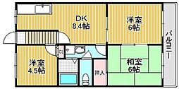 草愛マンションB棟 3DKの間取図画像