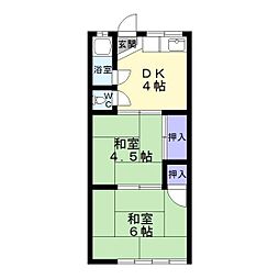 蔵前町文化E棟 2DKの間取図画像