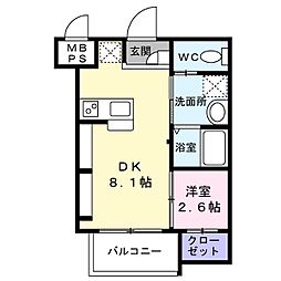 ジーイーディス 1LDKの間取図画像