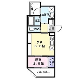 ジーイーディス 1DKの間取図画像