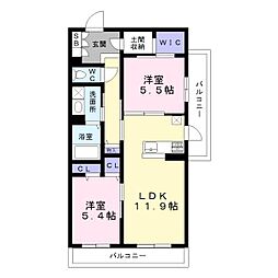 ファイブヒルズ欅壱番館 2LDKの間取図画像