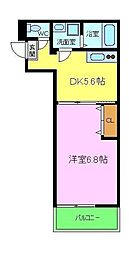 Feliz諏訪ノ森 1DKの間取図画像