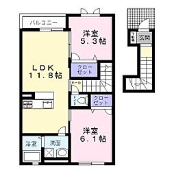 ラ・フルール2 2LDKの間取図画像