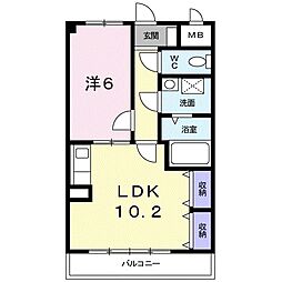 エレガントヒルズ2号館 1LDKの間取図画像