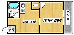ベルポート堺 1DKの間取図画像