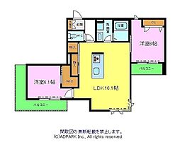 LASUITESAKAIHIGASHI 2LDKの間取図画像