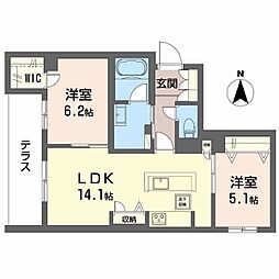 堺市北区北花田町4丁マンション 2LDKの間取図画像