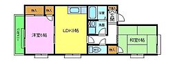 ルミエール初芝 2LDKの間取図画像