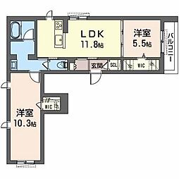 シャーメゾンコントレール北花田 2LDKの間取図画像