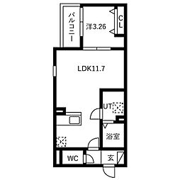 Fstyle一津屋1号館 1LDKの間取図画像