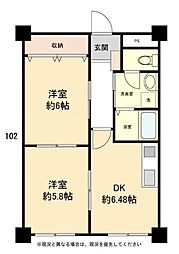 エヴァーマンション 2DKの間取図画像