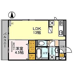 フェリーチェ鳳 1LDKの間取図画像