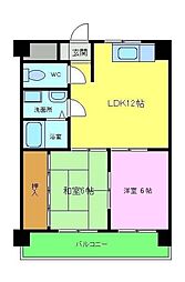 コンフォート北花田 2LDKの間取図画像