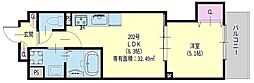クリエオーレ新堂I 1LDKの間取図画像